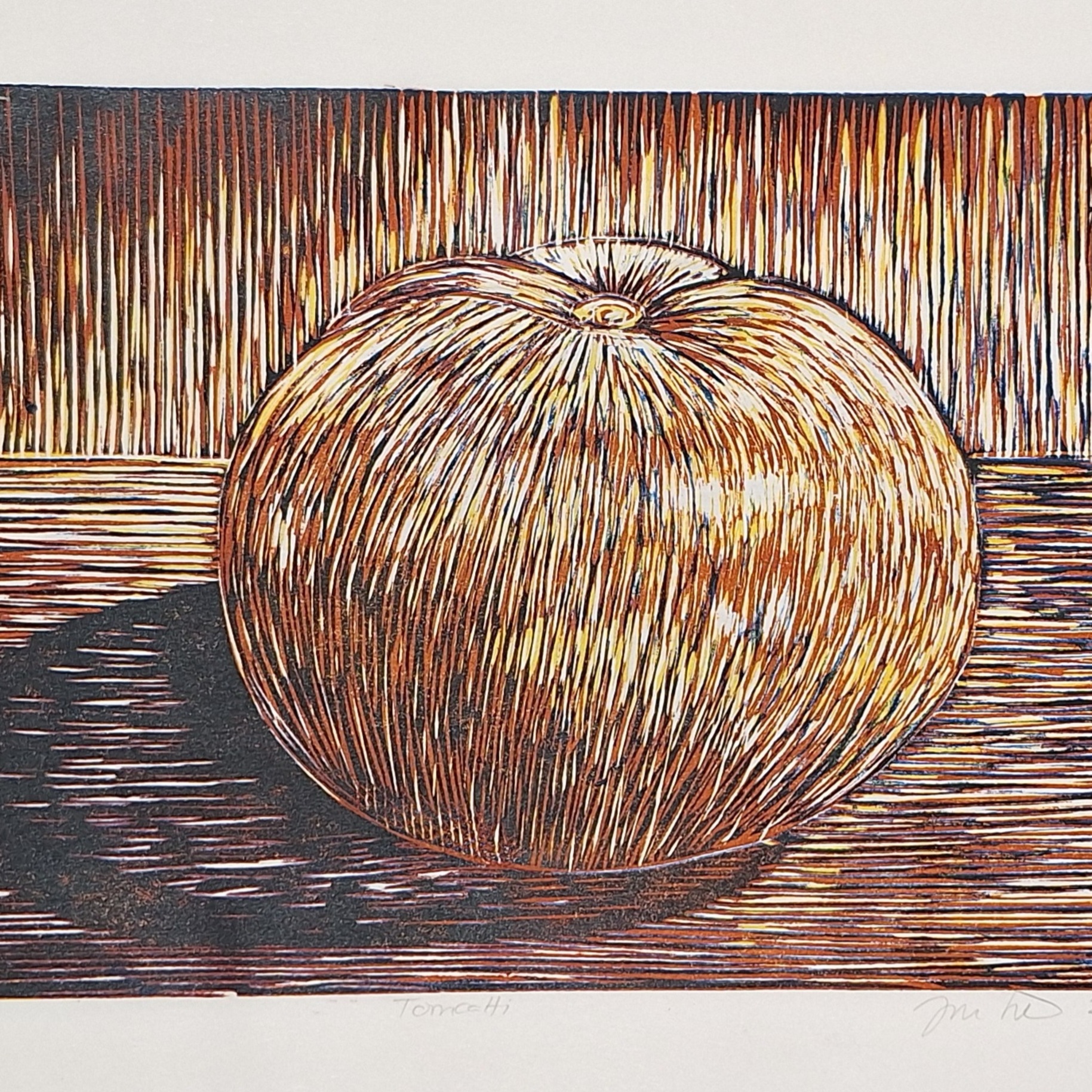 In 4 is the power, linoleikkauspainanta paperille, 2023, 16x25cm