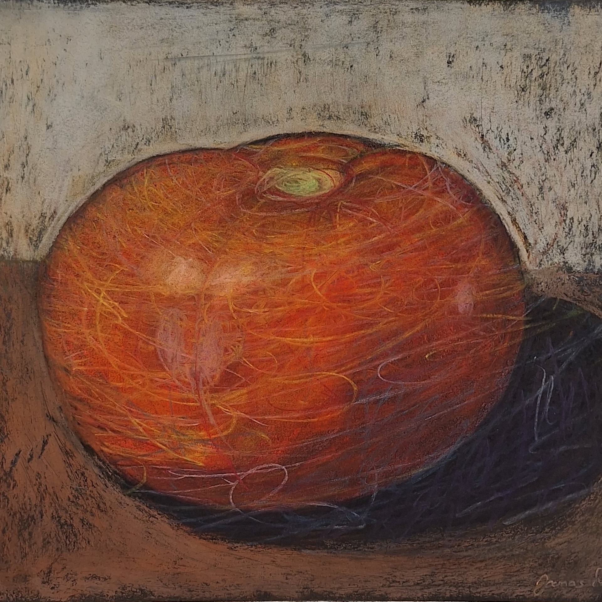Red tomato, 2023, 30 x 37cm,  dry pastels on paper