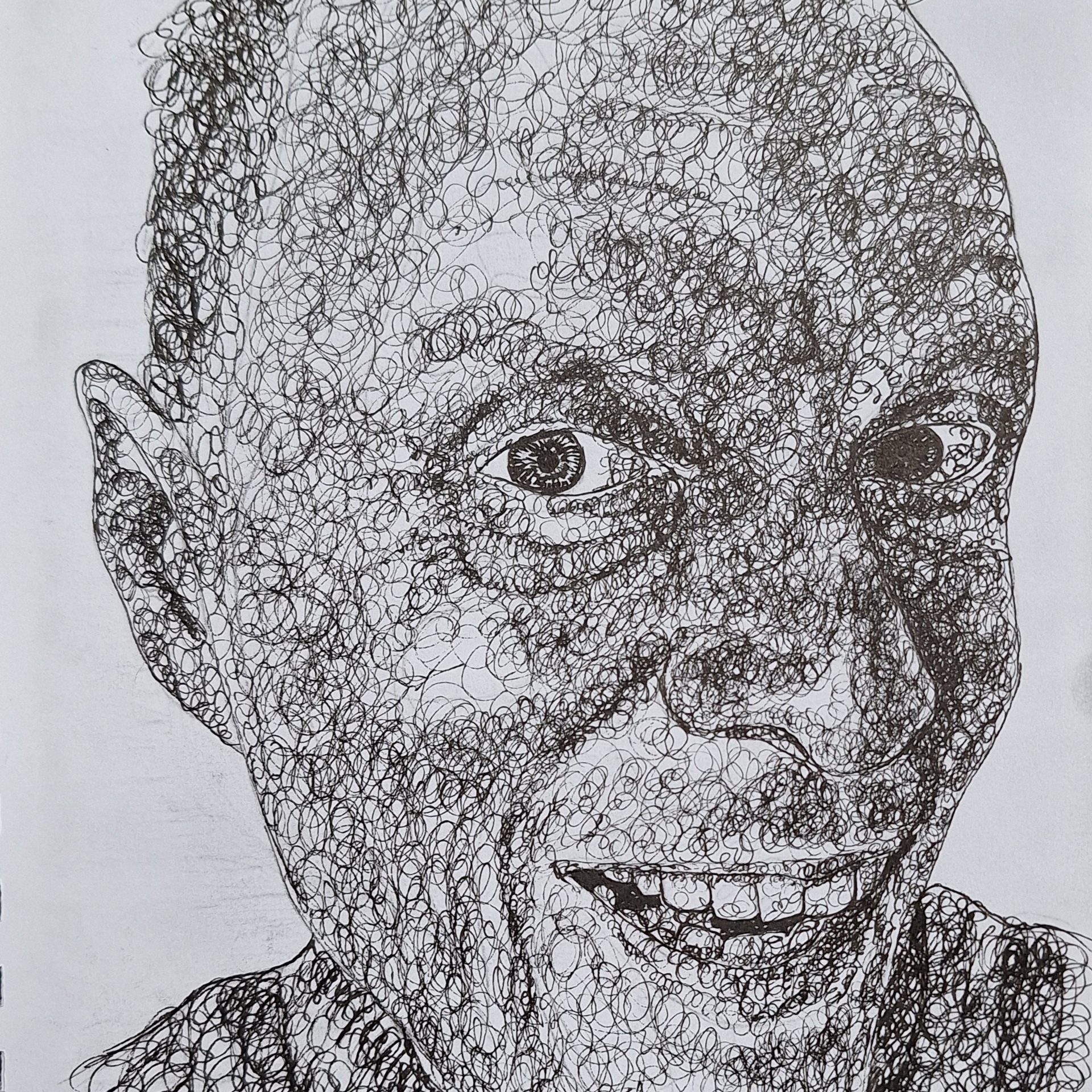 Joonas, 2023, muste paperille, 25x17cm