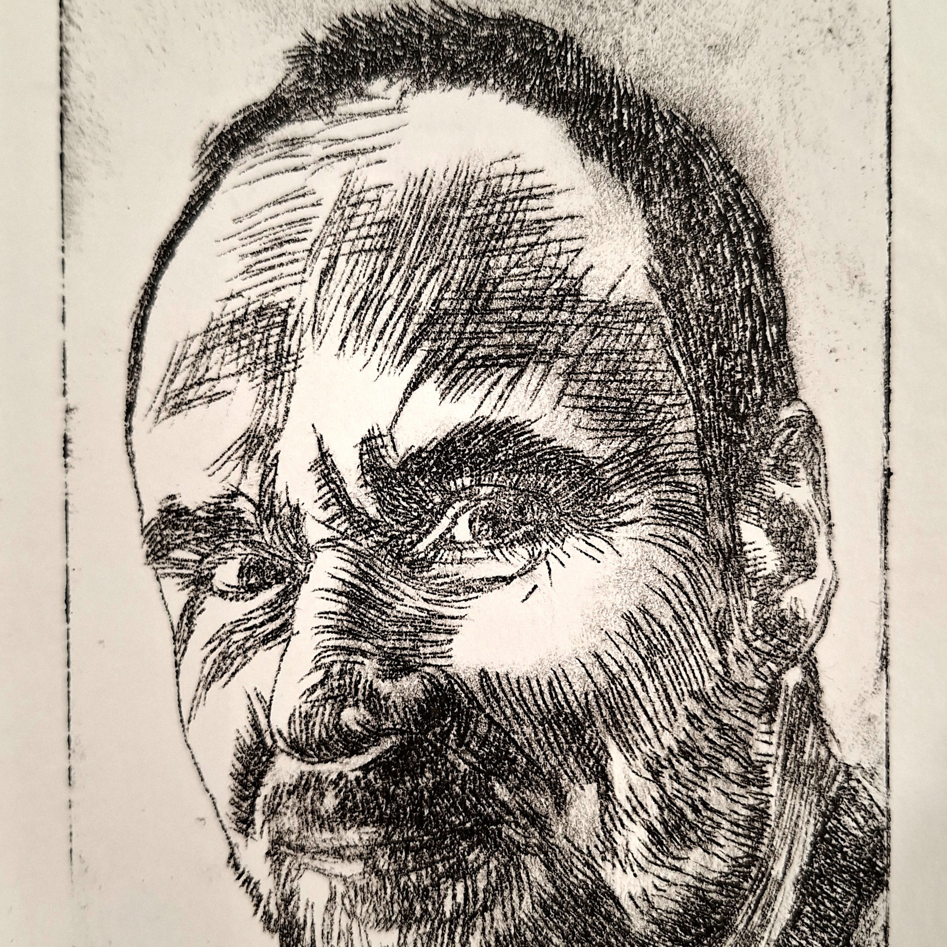 German, 2023, kuivaneula paperille,14.5x10cm