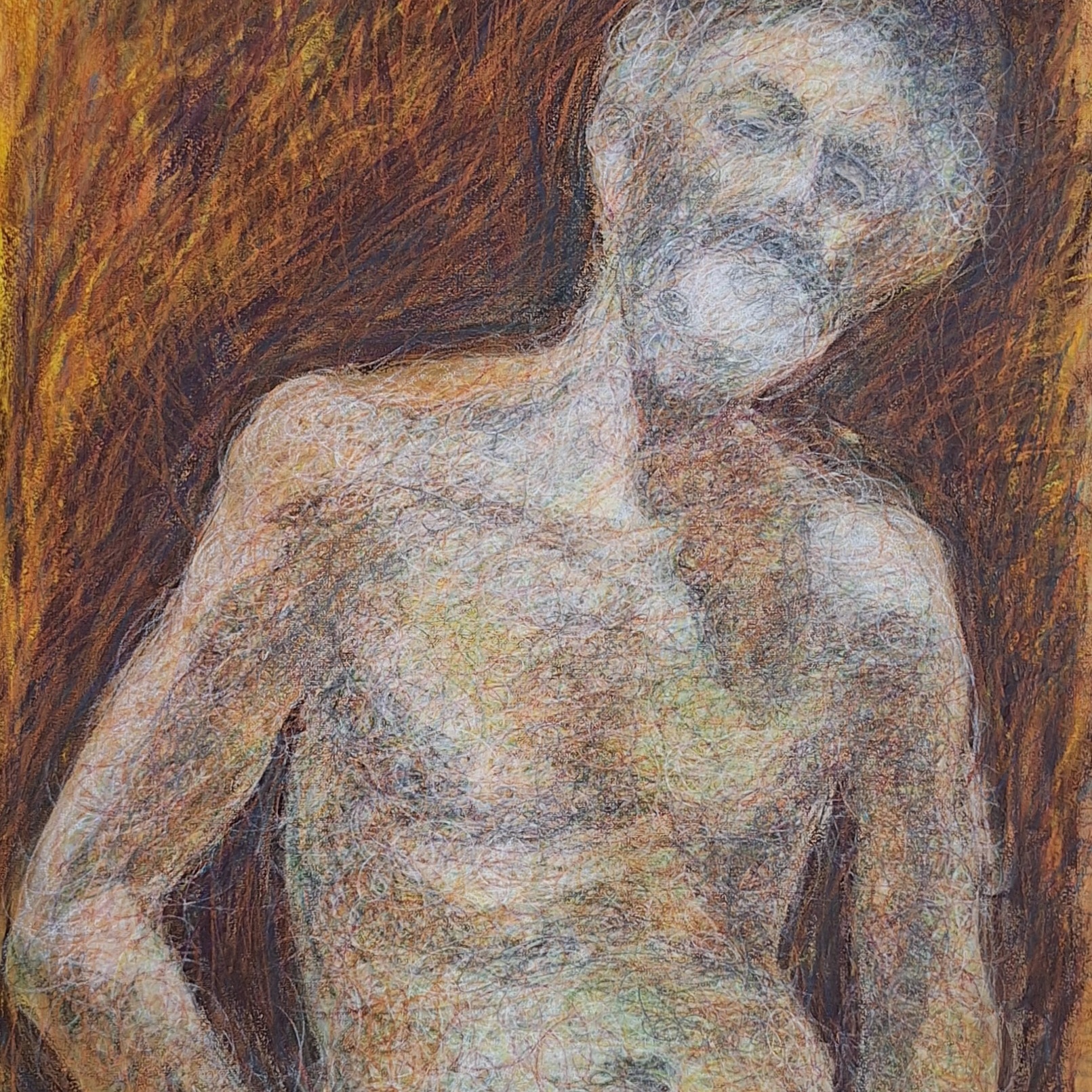 Old man, mixed media 67x46cm