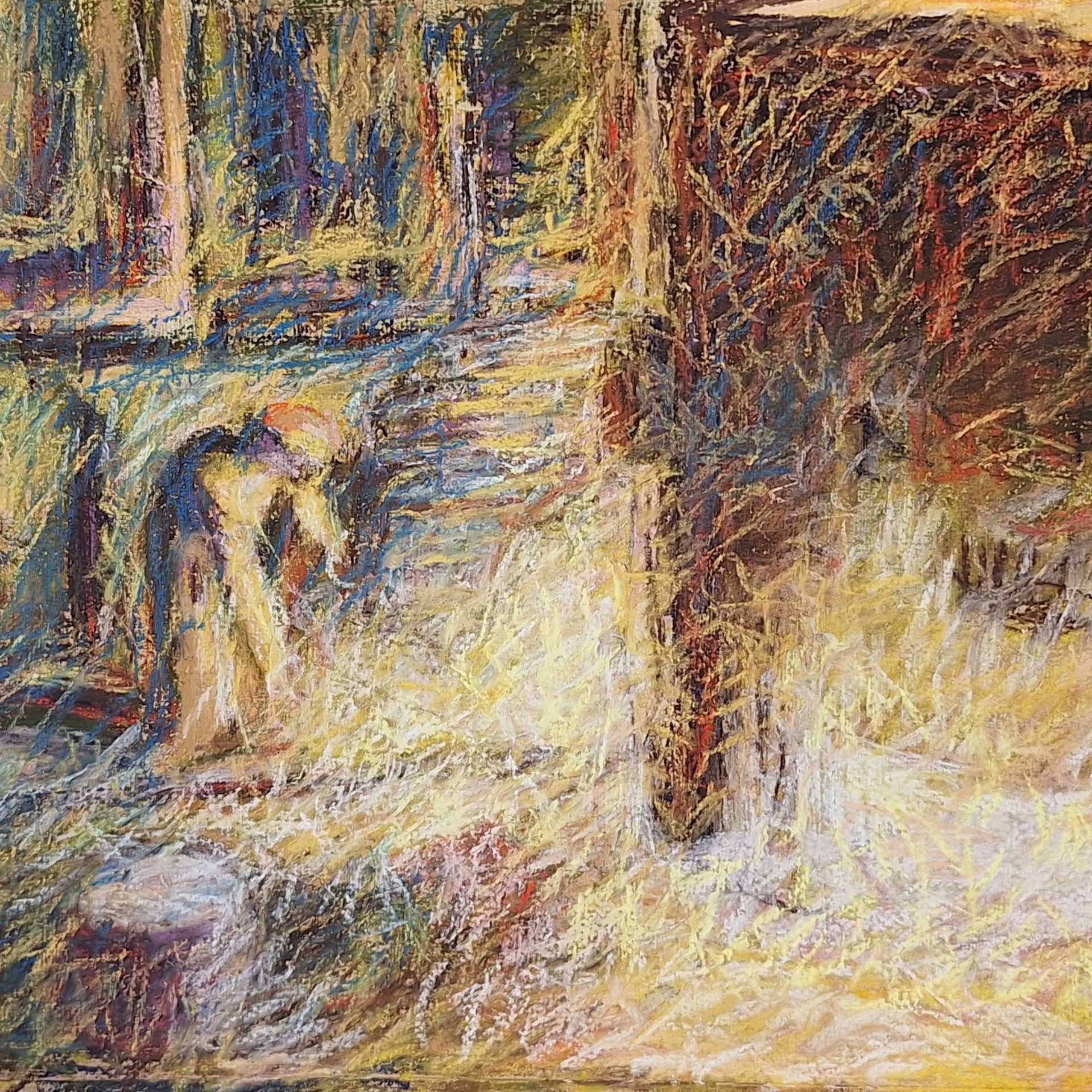 Lights in the foundry, dry pastels on paper. 35x 51cm