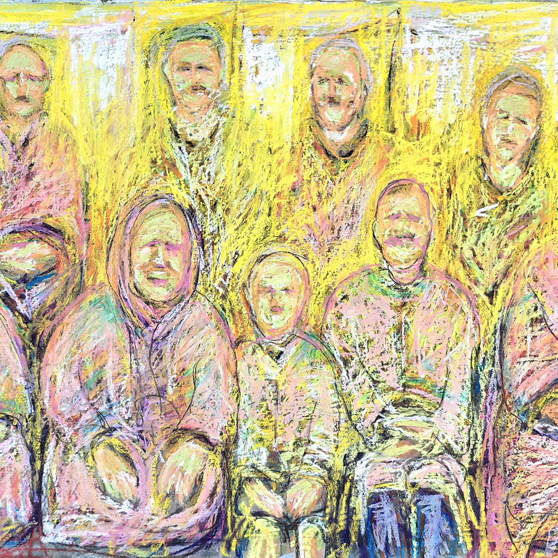 Family shadows, dry pastels on paper, 60x70cm