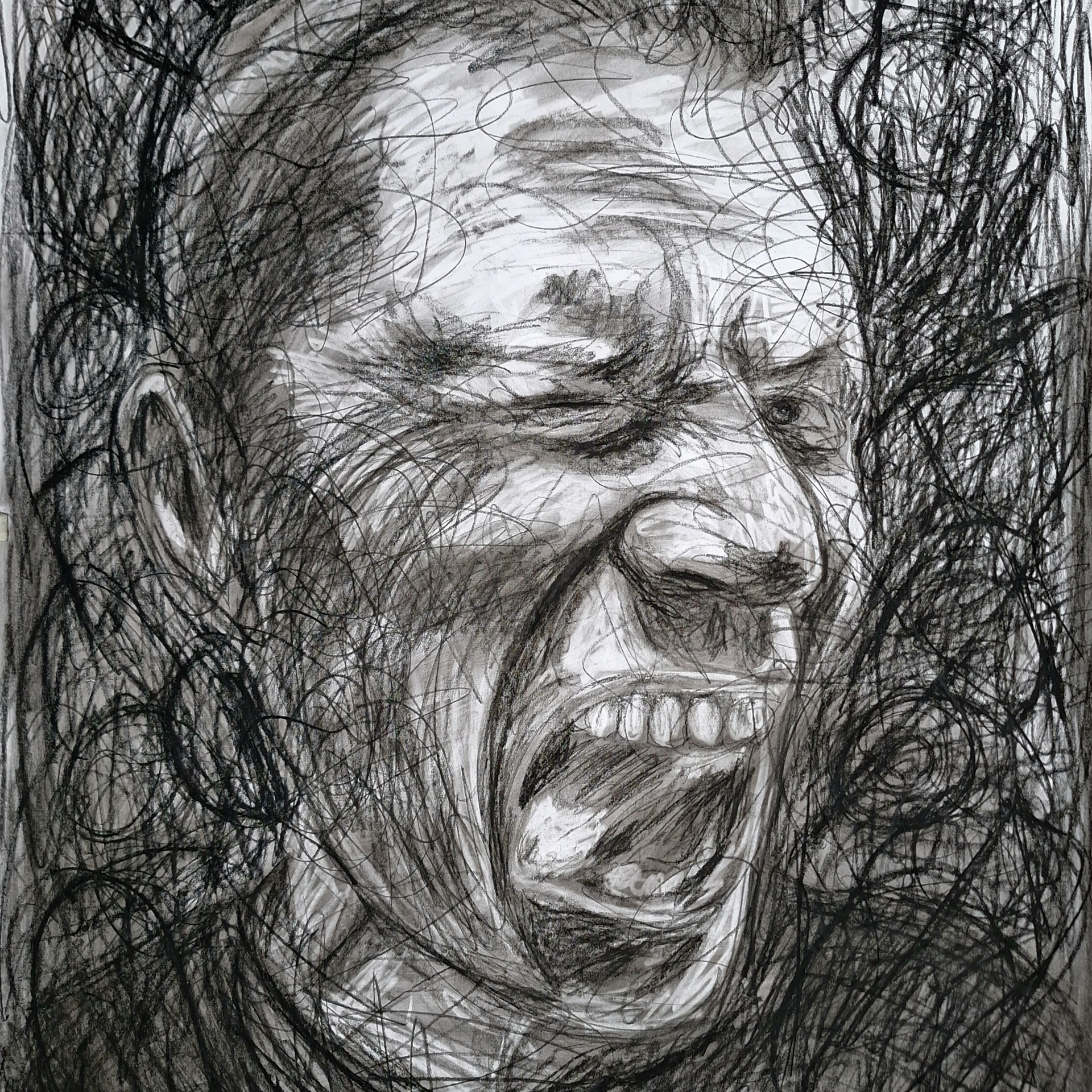 Self, Coal 104x72cm