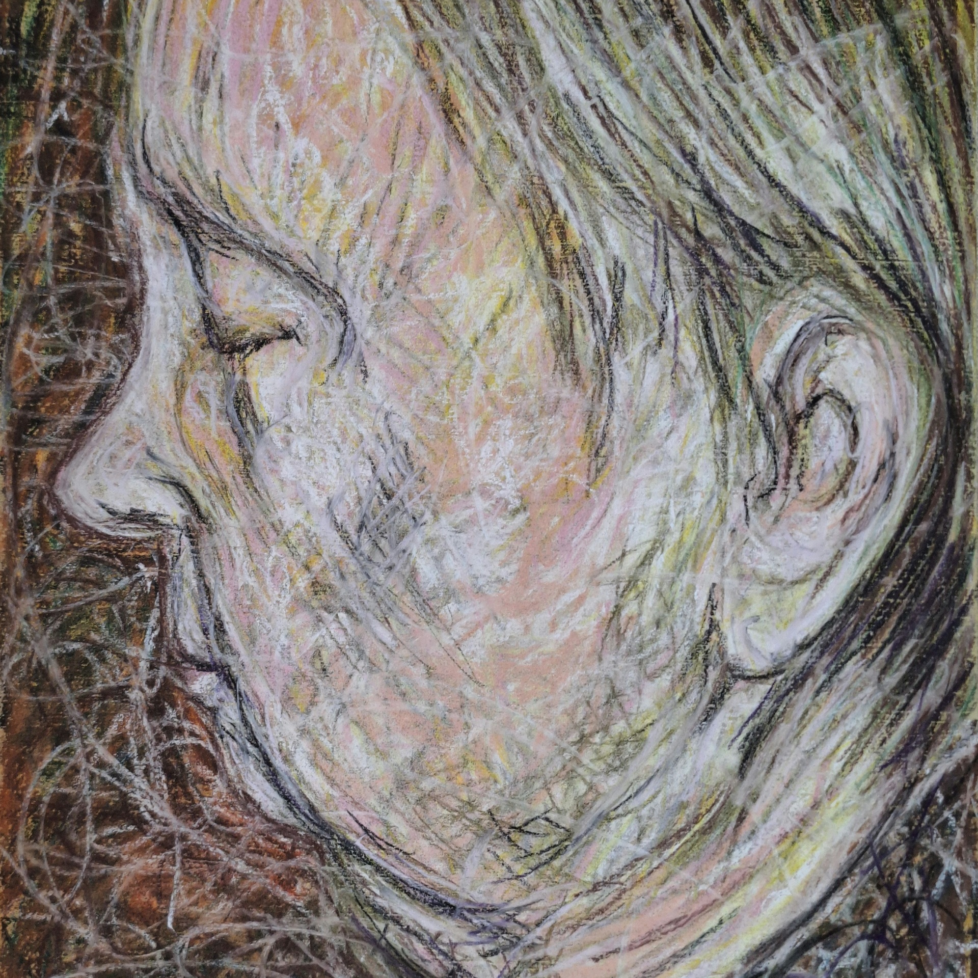 Thought, pastel on paper,  49,39cm